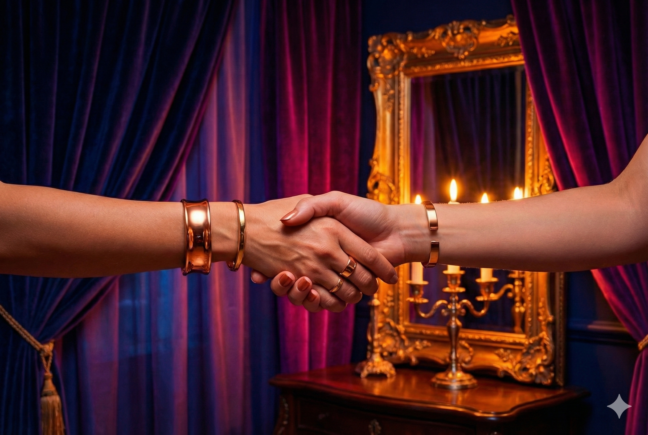 RM11 room11 2 girls shaking hands in luxurious setting